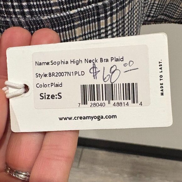 Cream Yoga Sophia High Neck Bra Plaid - Picture 3 of 3